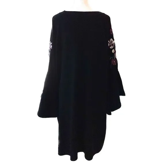 INC International Black &amp; Plum Embroidered Knit Dress Size 1X