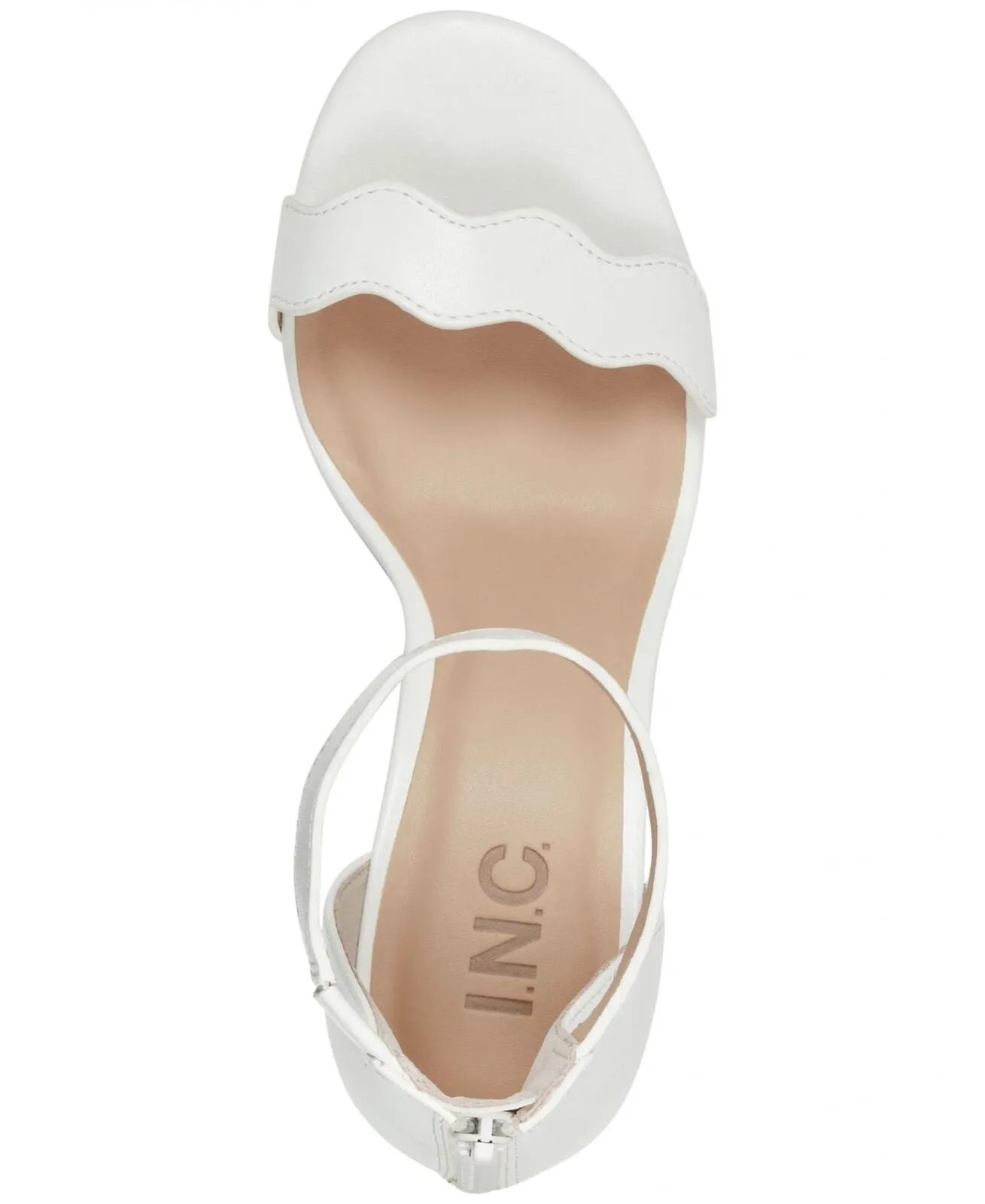 Inc International Concepts Women's Hadwin Scallop Two-Piece Sandals White 9M
