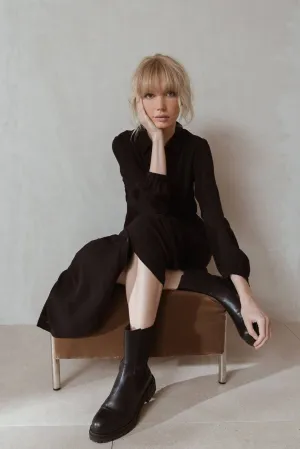 Indi & Cold Plumeti Maxi Dress (Black)