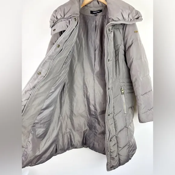 Kenneth Cole Knee Length Quilted Down Puffer Coat