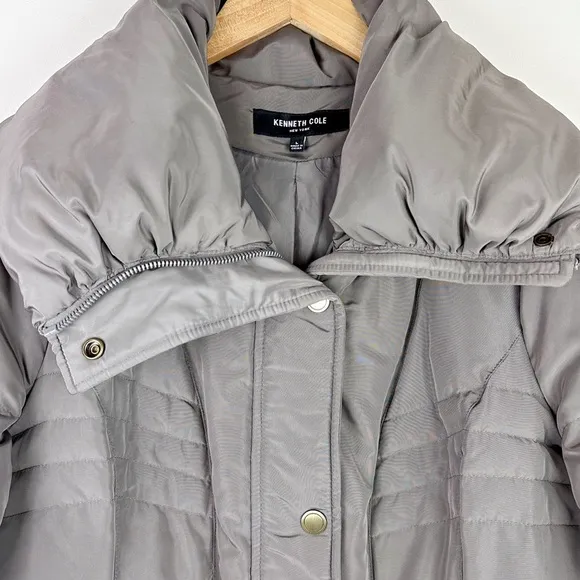 Kenneth Cole Knee Length Quilted Down Puffer Coat