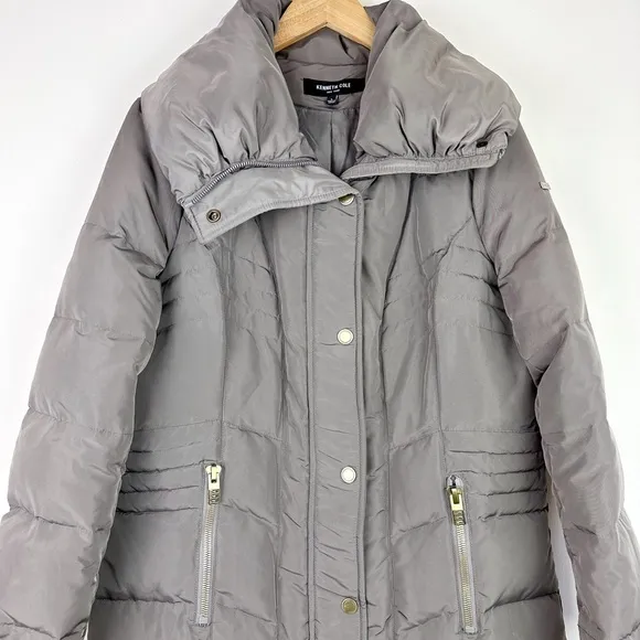 Kenneth Cole Knee Length Quilted Down Puffer Coat