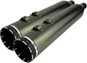 Khrome Werks 202650 4.50in. HP-Plus Slip-On Muffler - Smoked Chrome with Black Tracer Tip Billet End Caps