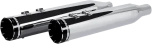Khrome Werks 202735 4.50in. HP-Plus Slip-Ons - Chrome with Black Tracer Tip Billet End Caps