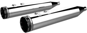 Khrome Werks 202790 4.50in. HP-Plus Slip-Ons - Chrome with Black Tracer Billet End Caps