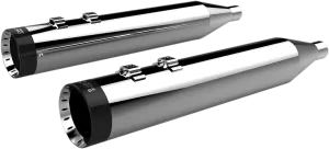 Khrome Werks 202795 4.50in. HP-Plus Slip-Ons - Chrome with Black Turbine Billet End Caps