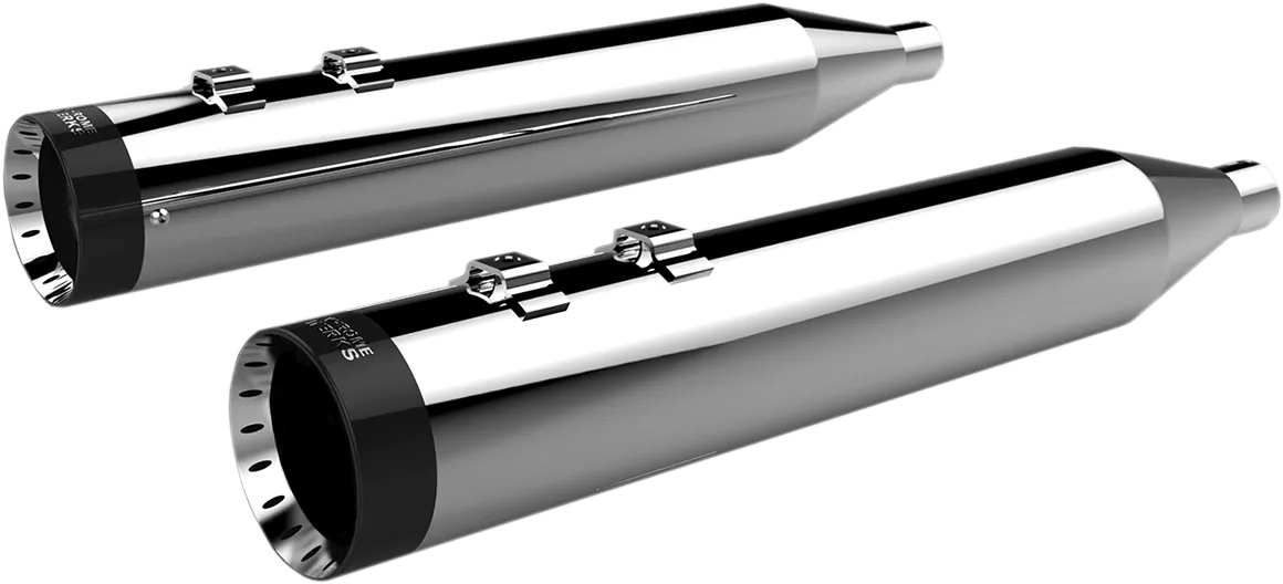 Khrome Werks 202795 4.50in. HP-Plus Slip-Ons - Chrome with Black Turbine Billet End Caps