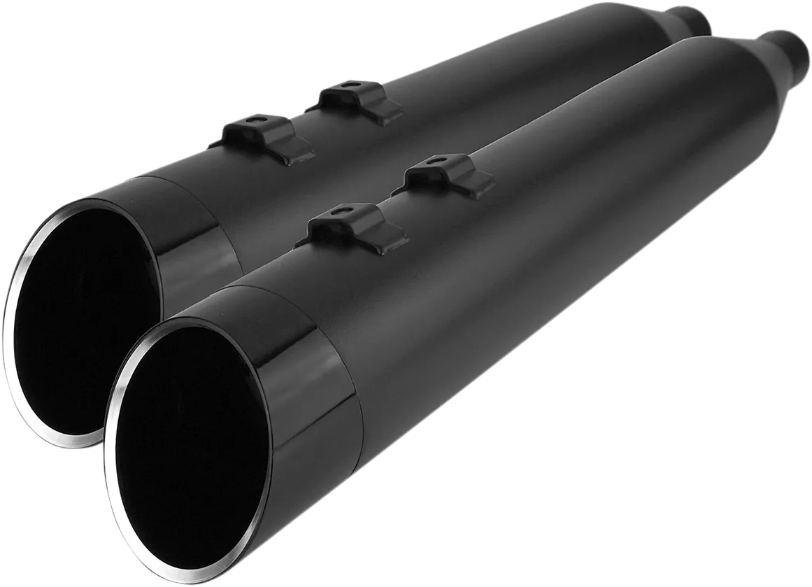 Khrome Werks 202855 4.50in. HP-Plus Slip-On Muffler - Black with Black Edge Billet Tip End Caps