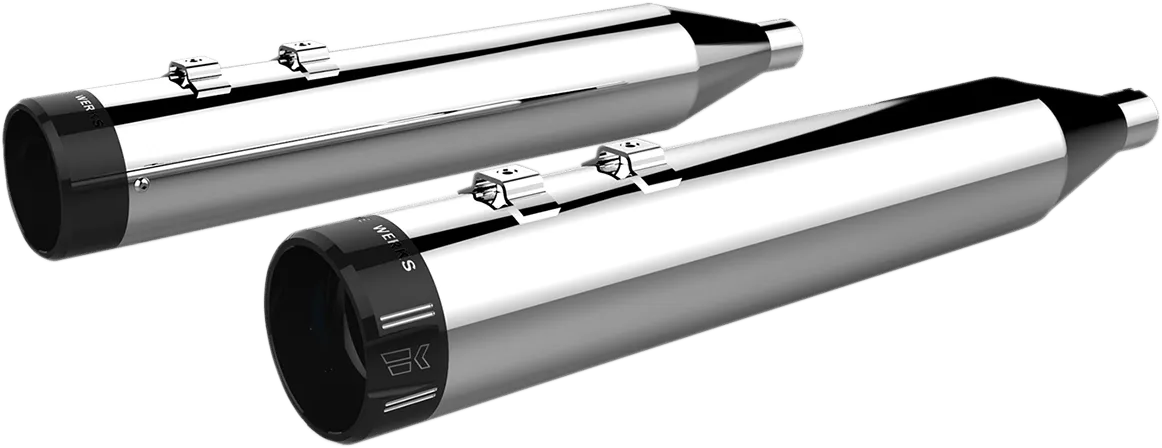 Khrome Werks 202855 4.50in. HP-Plus Slip-On Muffler - Black with Black Edge Billet Tip End Caps