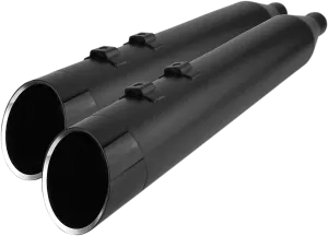 Khrome Werks 202855 4.50in. HP-Plus Slip-On Muffler - Black with Black Edge Billet Tip End Caps