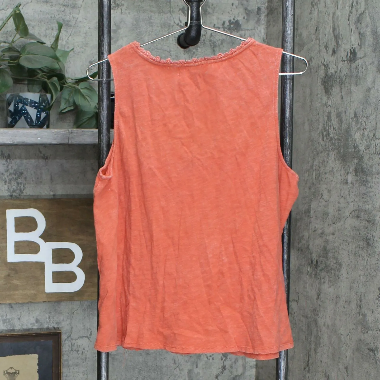 Knox Rose Women's Crochet V-Neck Slub Knit Tank Top