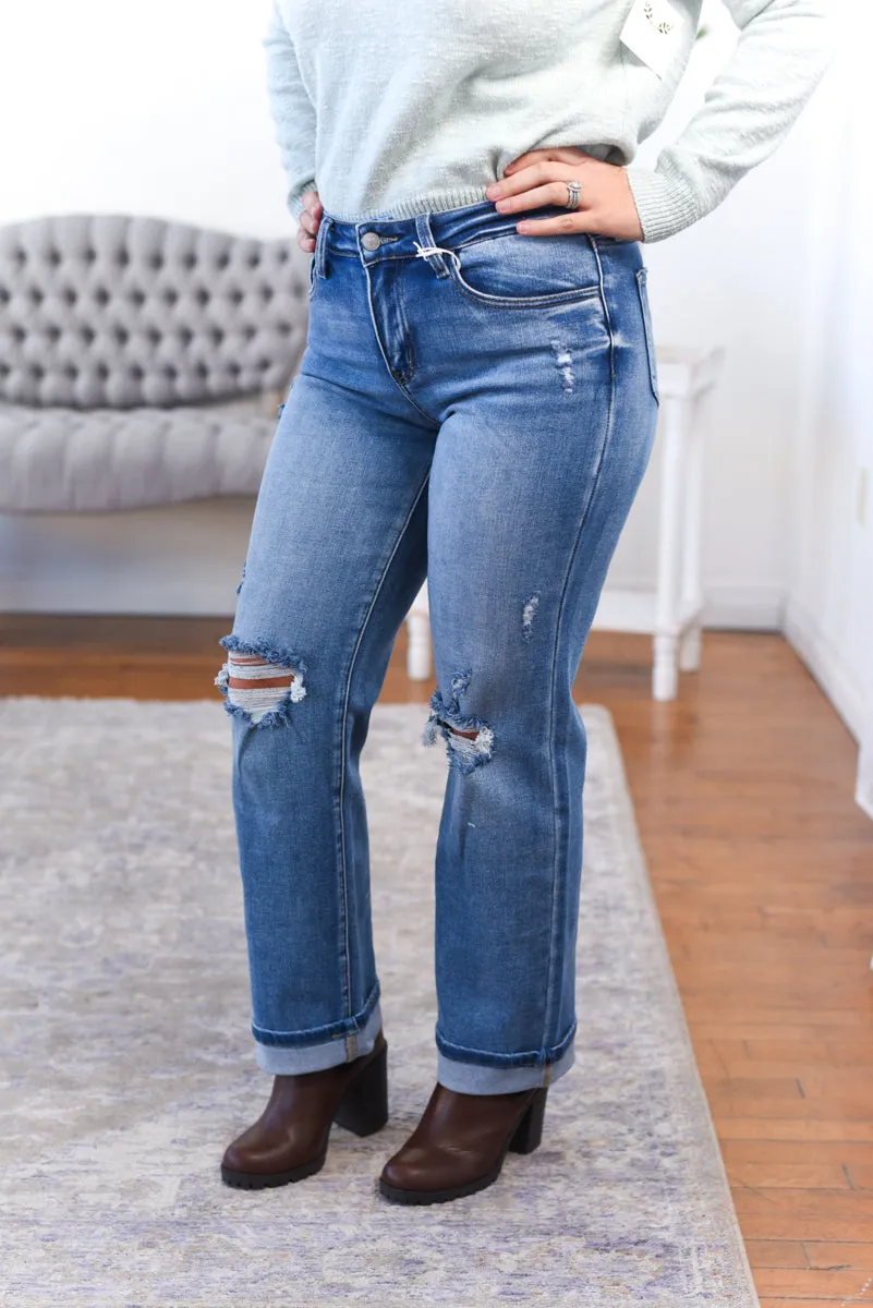 Laken Mid Rise Skinny Straight Cuffed Kancan Jeans