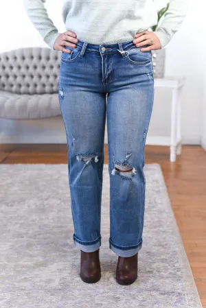 Laken Mid Rise Skinny Straight Cuffed Kancan Jeans