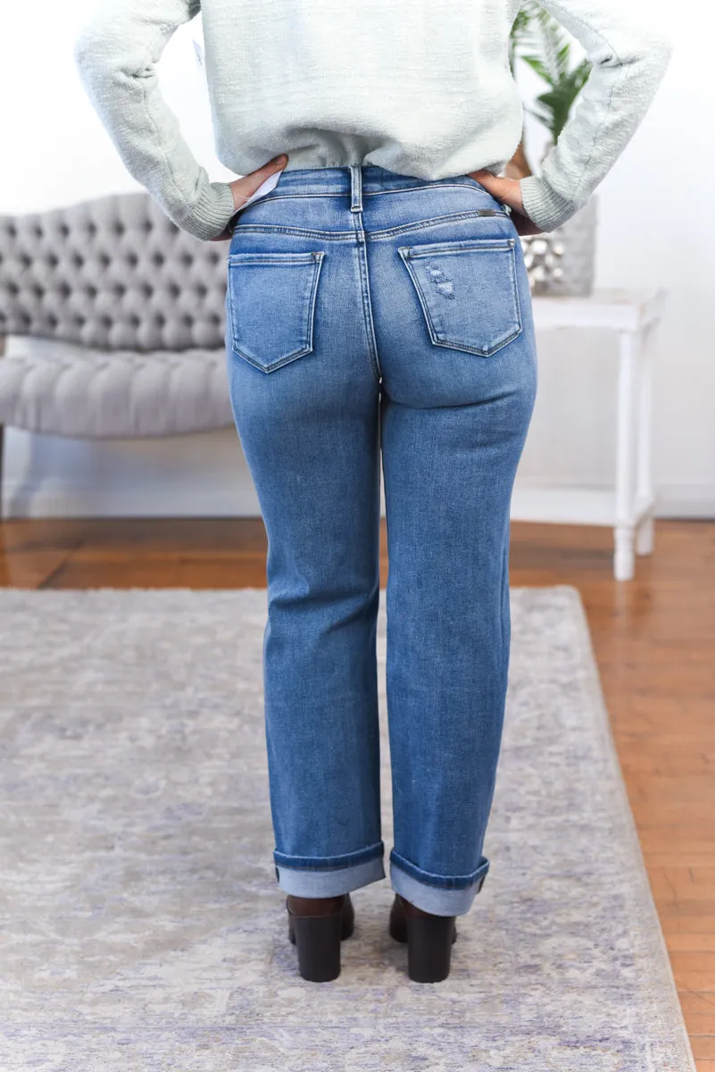 Laken Mid Rise Skinny Straight Cuffed Kancan Jeans