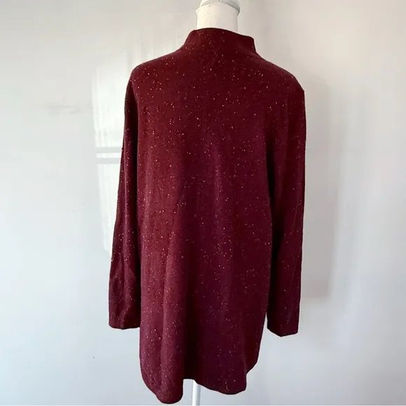 Lands’ End Mock Neck Oversized Flecked Cashmere Sweater Womens Medium Comfy Cozy