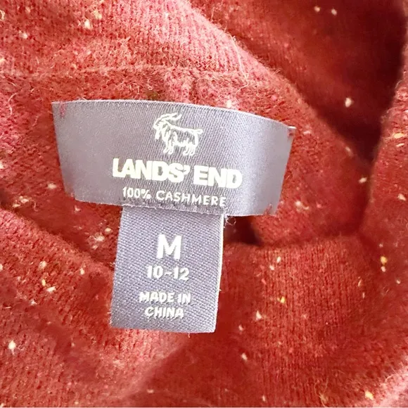 Lands’ End Mock Neck Oversized Flecked Cashmere Sweater Womens Medium Comfy Cozy