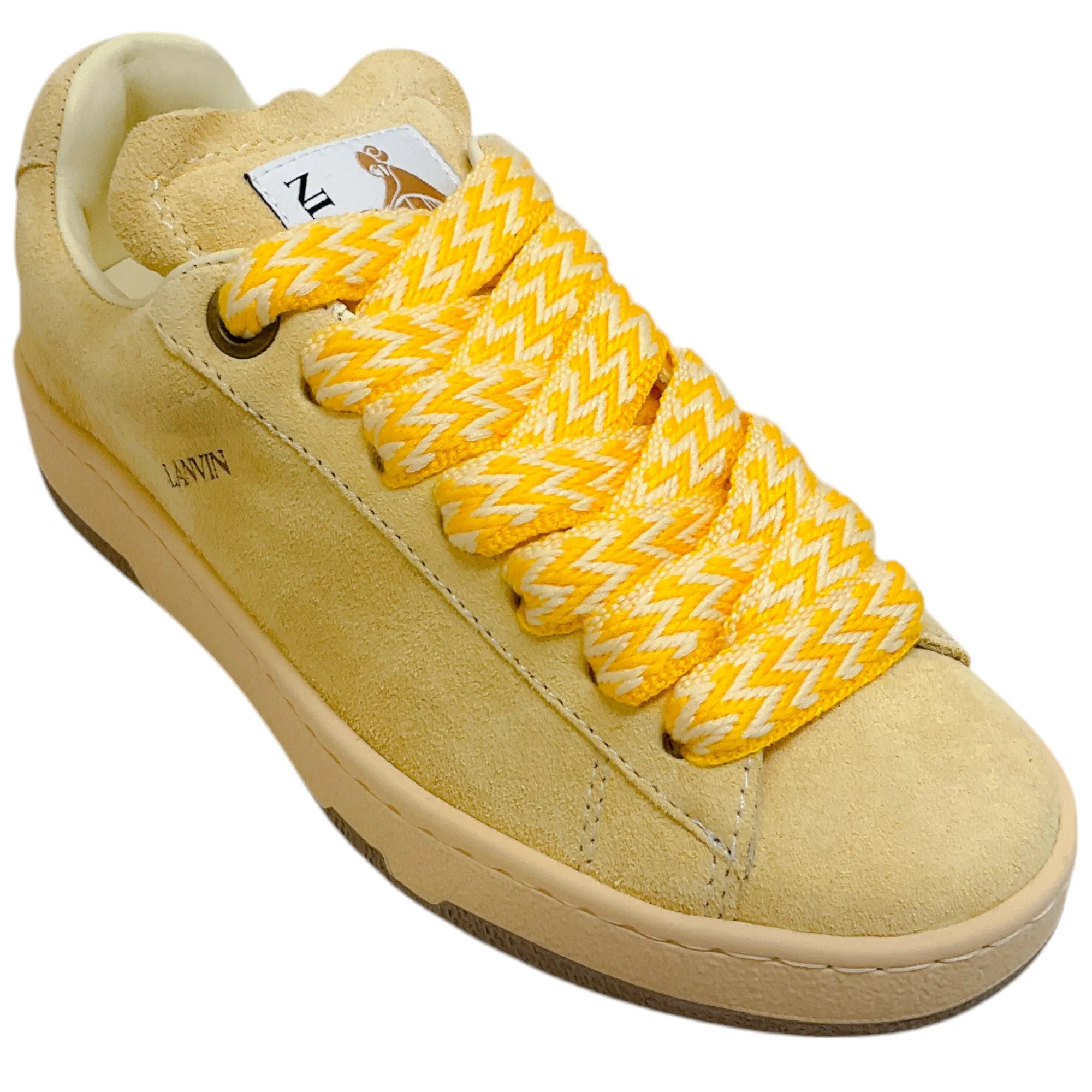 Lanvin Chamomile Suede Basses Light Curb Low Top Sneakers