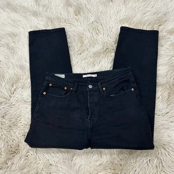 LEVI'S PREMIUM Wedgie Straight Button Fly black denim jeans Size 28