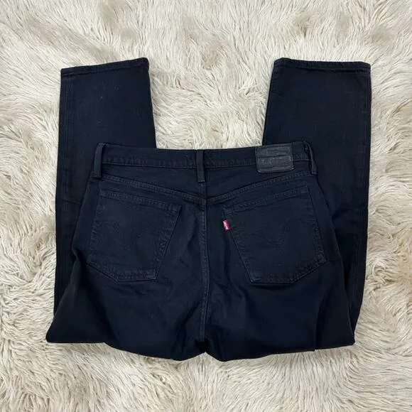 LEVI'S PREMIUM Wedgie Straight Button Fly black denim jeans Size 28