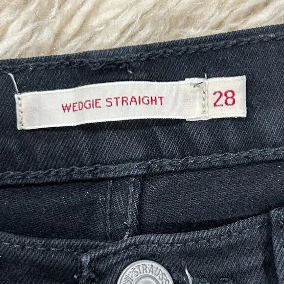 LEVI'S PREMIUM Wedgie Straight Button Fly black denim jeans Size 28