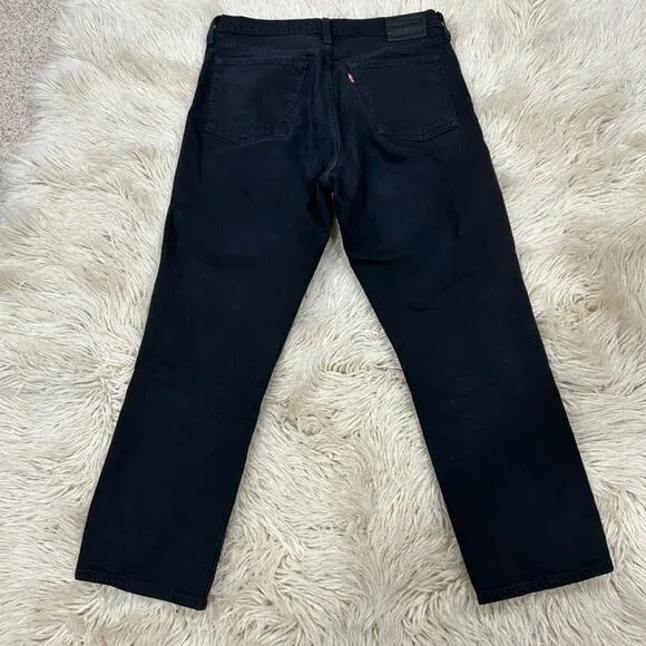 LEVI'S PREMIUM Wedgie Straight Button Fly black denim jeans Size 28