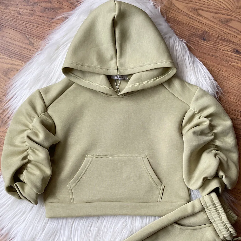 Light khaki green oversized hooded lounge set