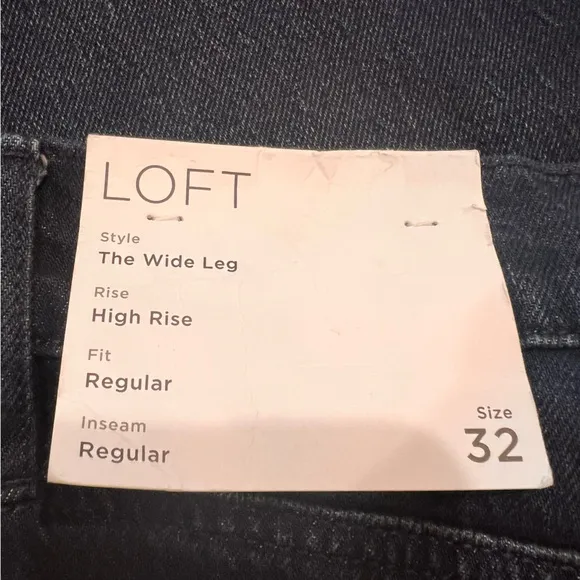 LOFT Unpicked Hem High Rise Wide Leg Jeans in Rinse Overdye Wash. size 32. NWT