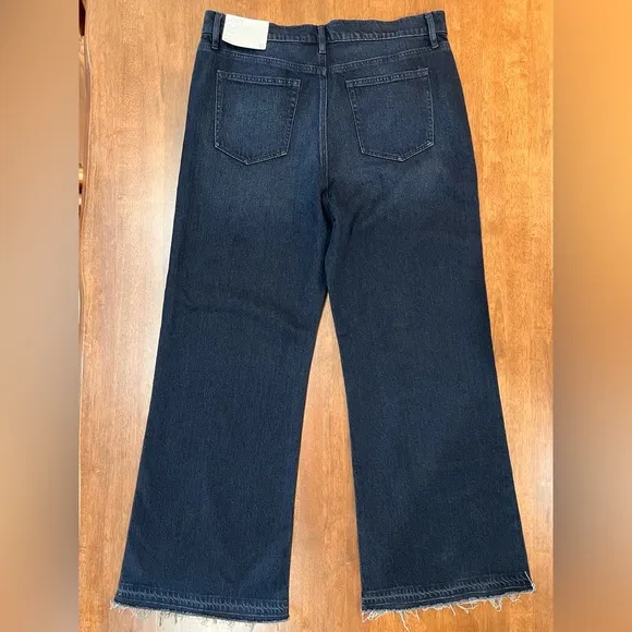 LOFT Unpicked Hem High Rise Wide Leg Jeans in Rinse Overdye Wash. size 32. NWT