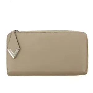 Louis Vuiton Grey Leather V Zip Around Wallet  #3292