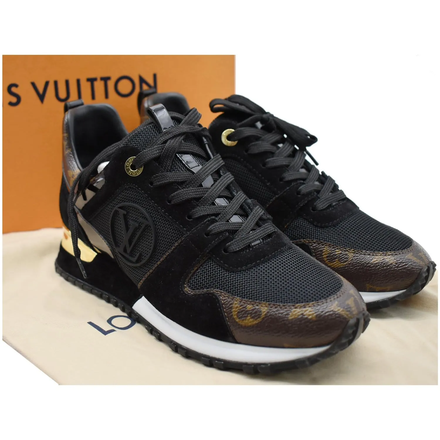LOUIS VUITTON Runaway Sneakers Suede Leather Sneakers Black Size US 7