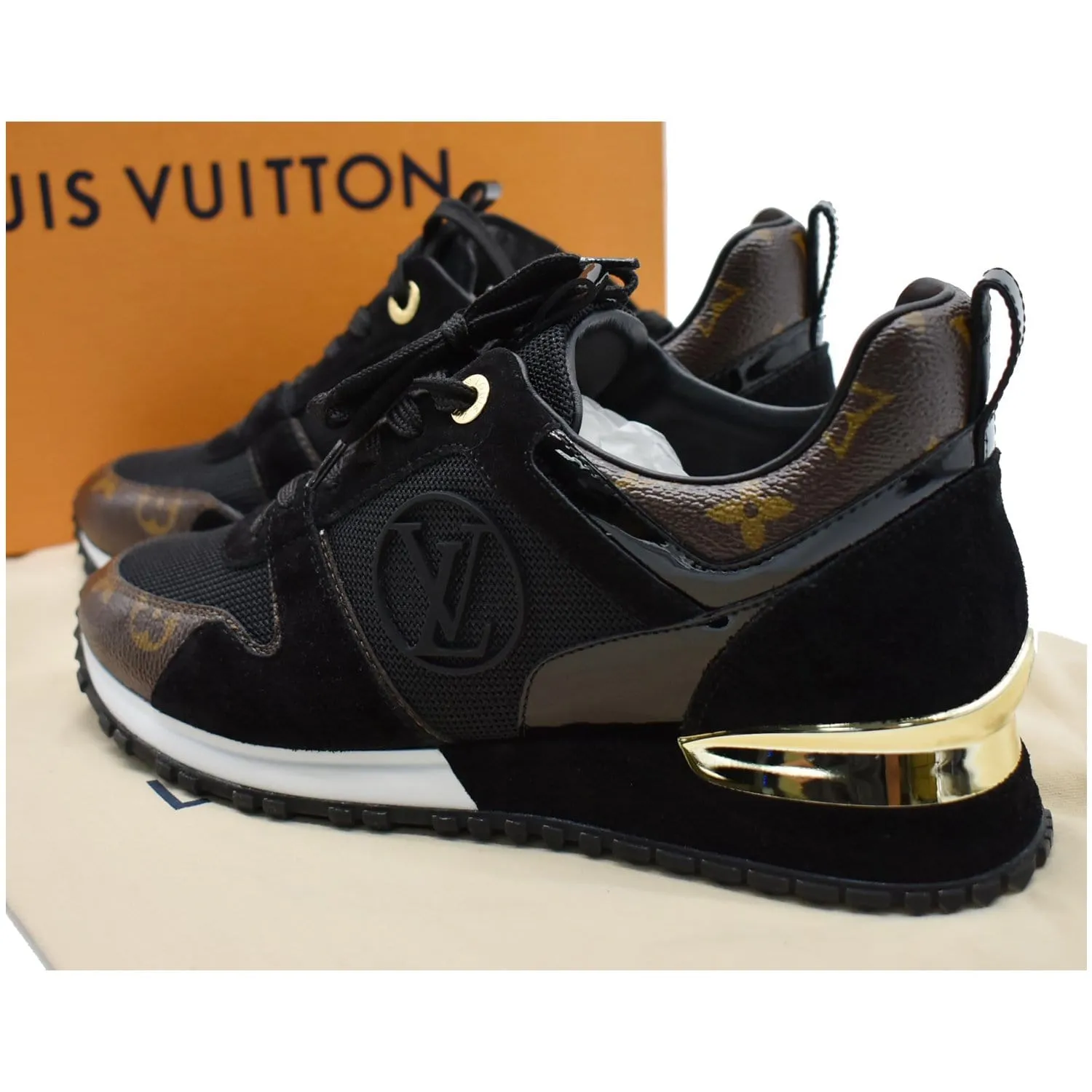 LOUIS VUITTON Runaway Sneakers Suede Leather Sneakers Black Size US 7