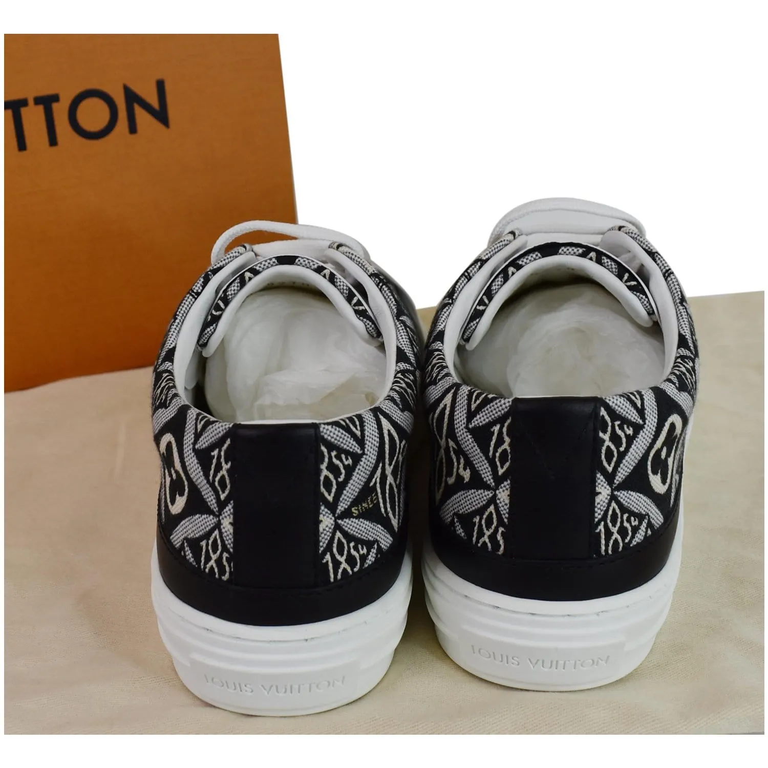 LOUIS VUITTON Since 1854 Stellar Jacquard Leather Sneaker Grey Size 7.5