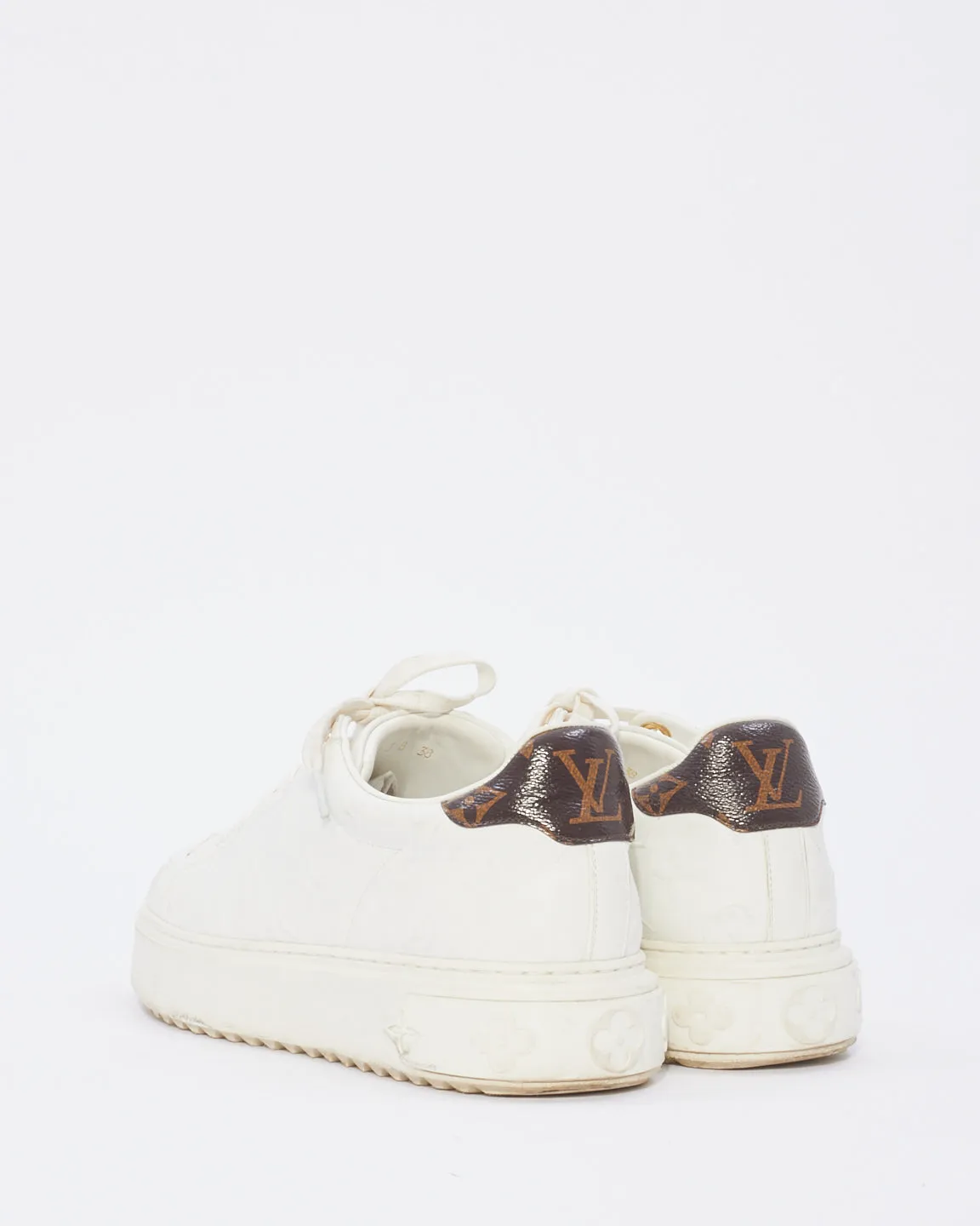Louis Vuitton White Leather Monogram Sneakers - 38