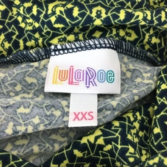LULAROE Maxi Skirt Geo Abstract Yellow Navy Boho Kaleidoscope Modest XXS NWT