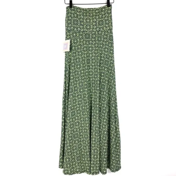 LULAROE Maxi Skirt Geo Abstract Yellow Navy Boho Kaleidoscope Modest XXS NWT