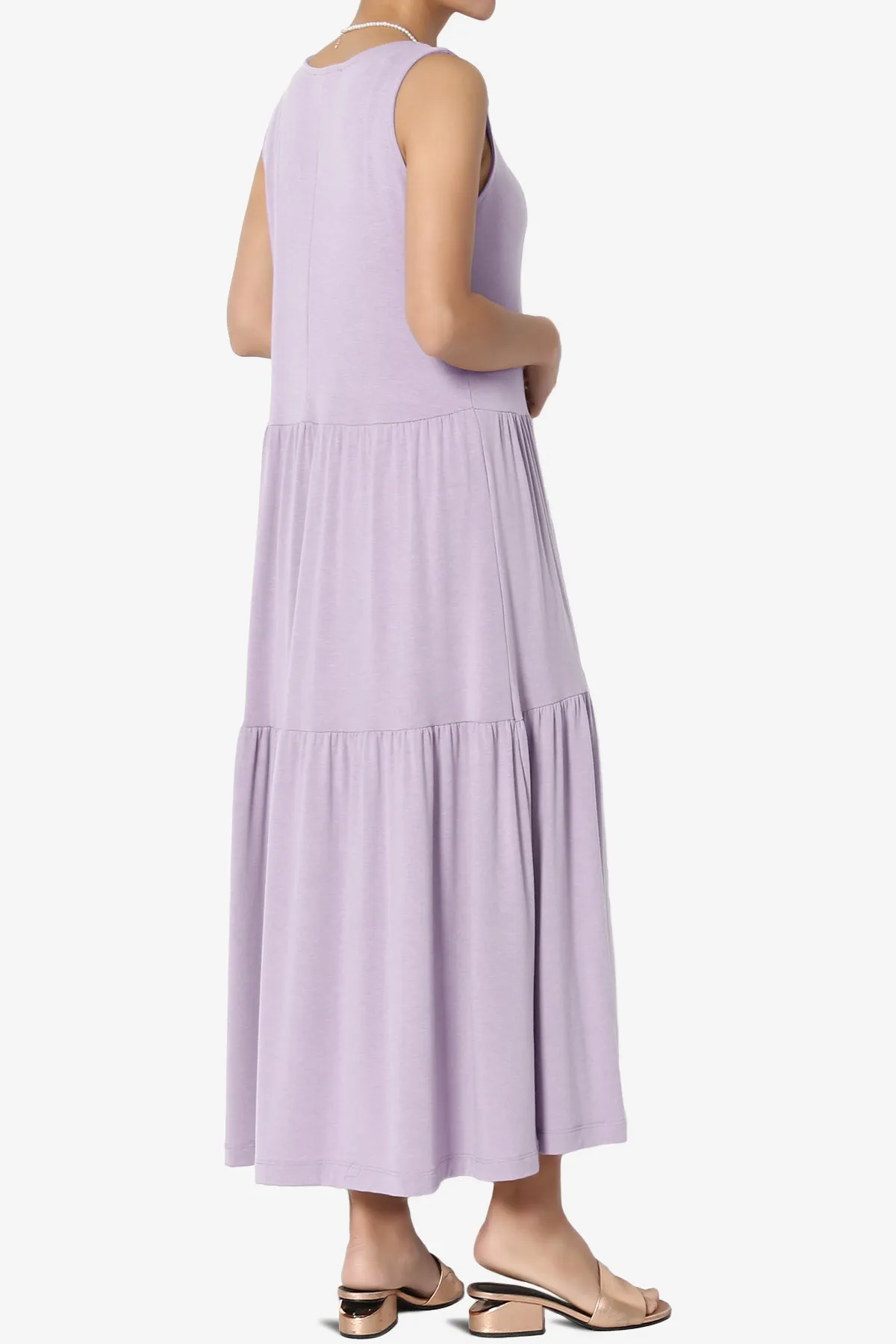Macie Sleeveless Tiered Jersey Long Midi Dress PLUS