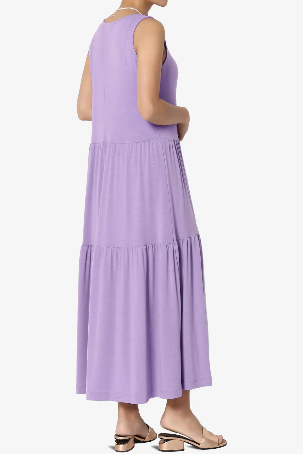 Macie Sleeveless Tiered Jersey Long Midi Dress PLUS