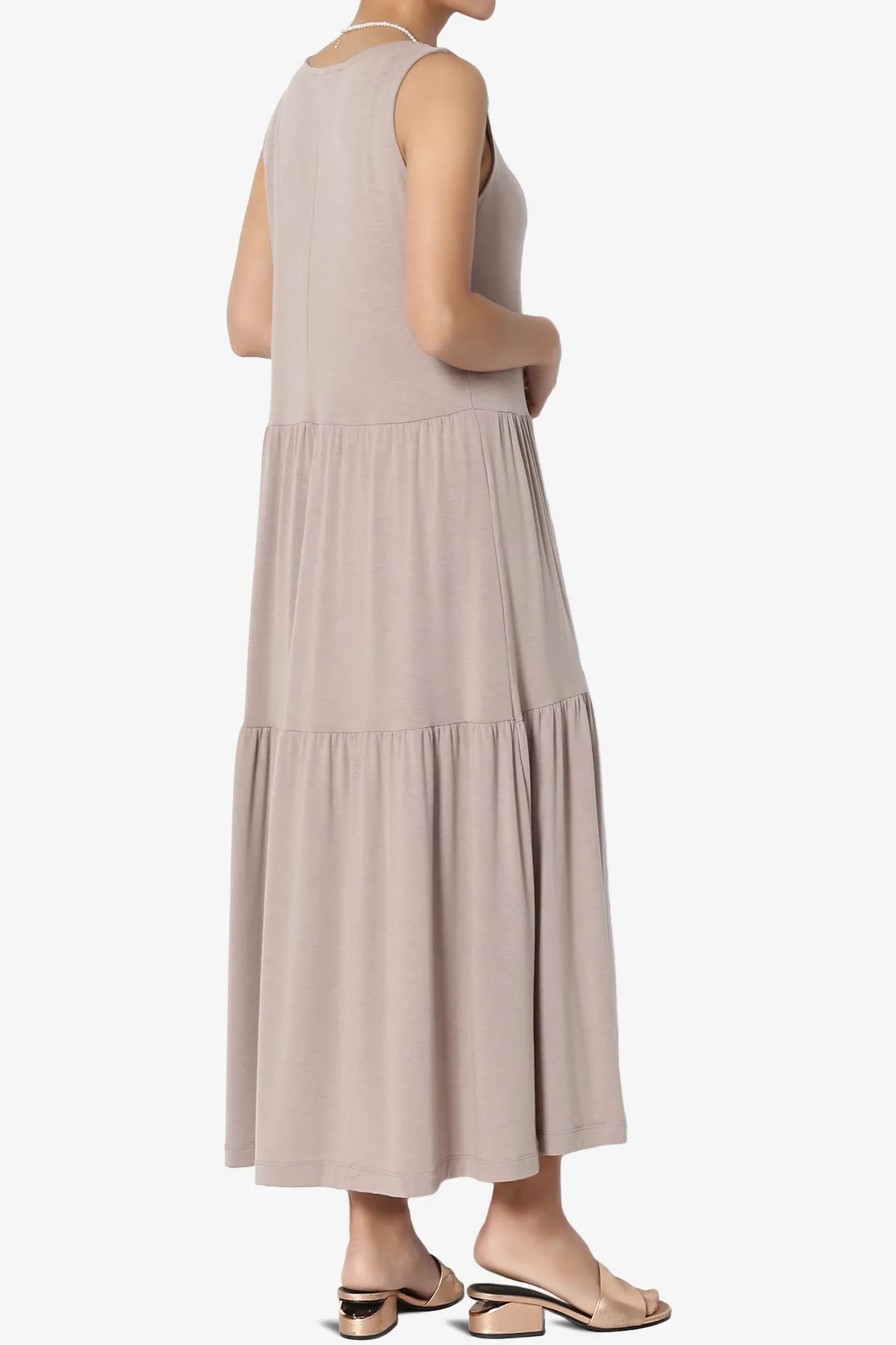 Macie Sleeveless Tiered Jersey Long Midi Dress PLUS