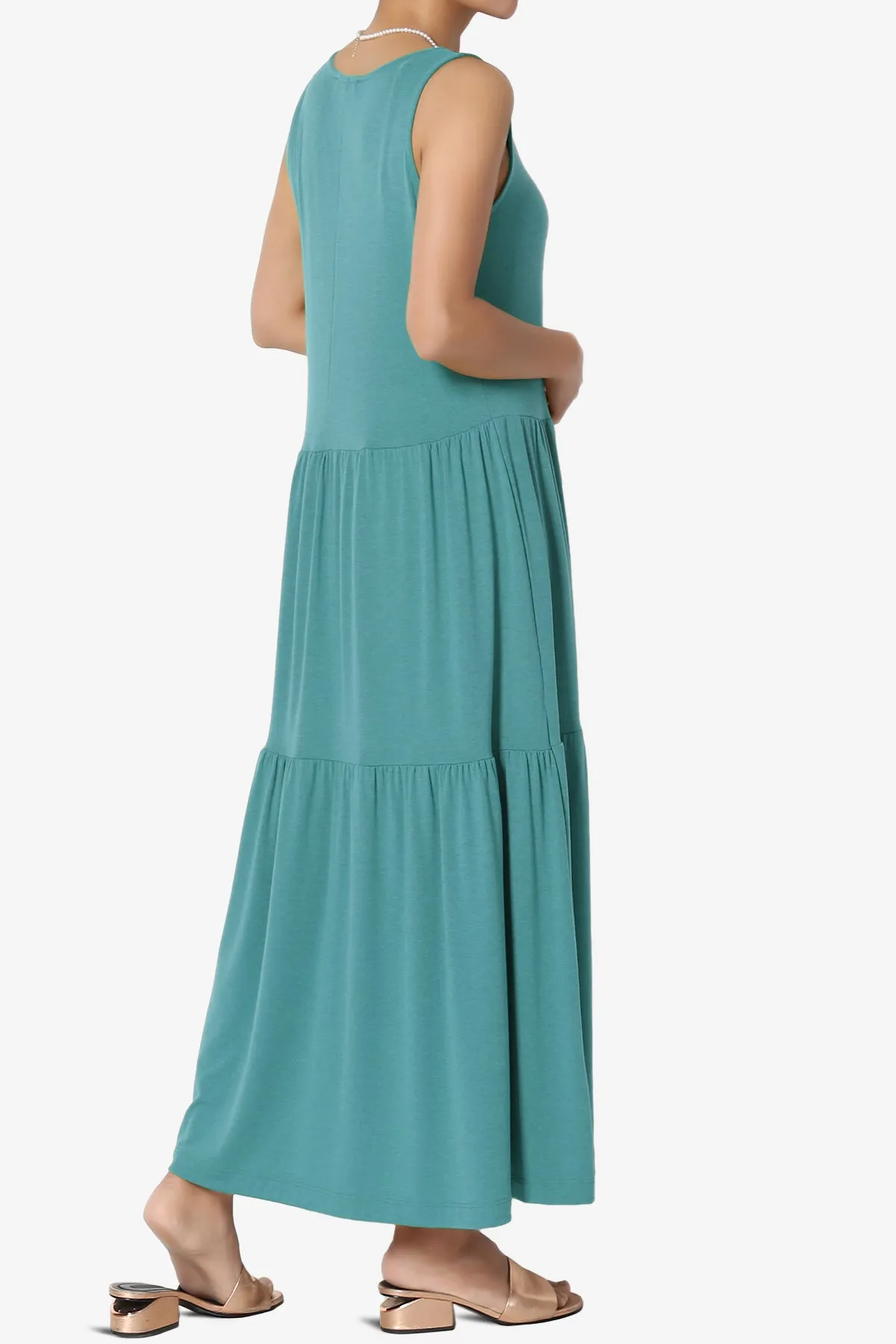 Macie Sleeveless Tiered Jersey Long Midi Dress PLUS