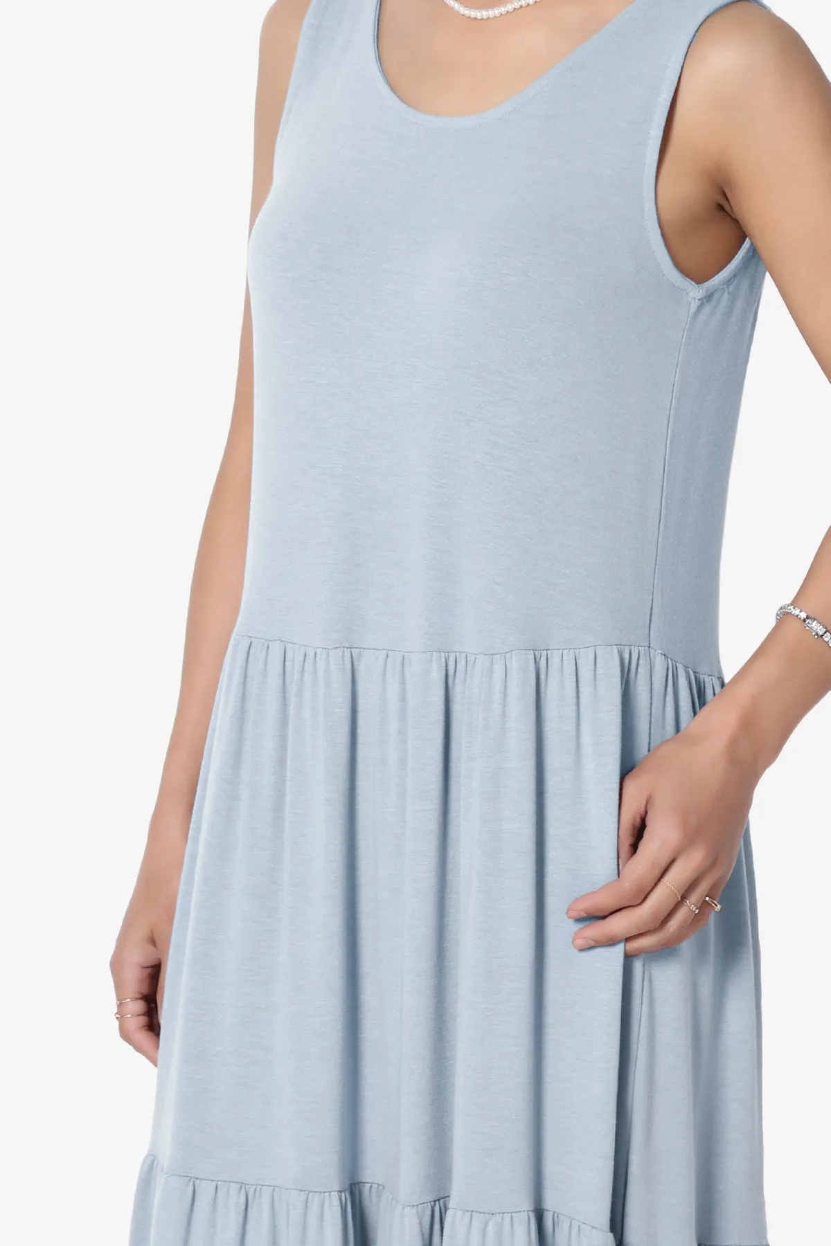 Macie Sleeveless Tiered Jersey Long Midi Dress PLUS