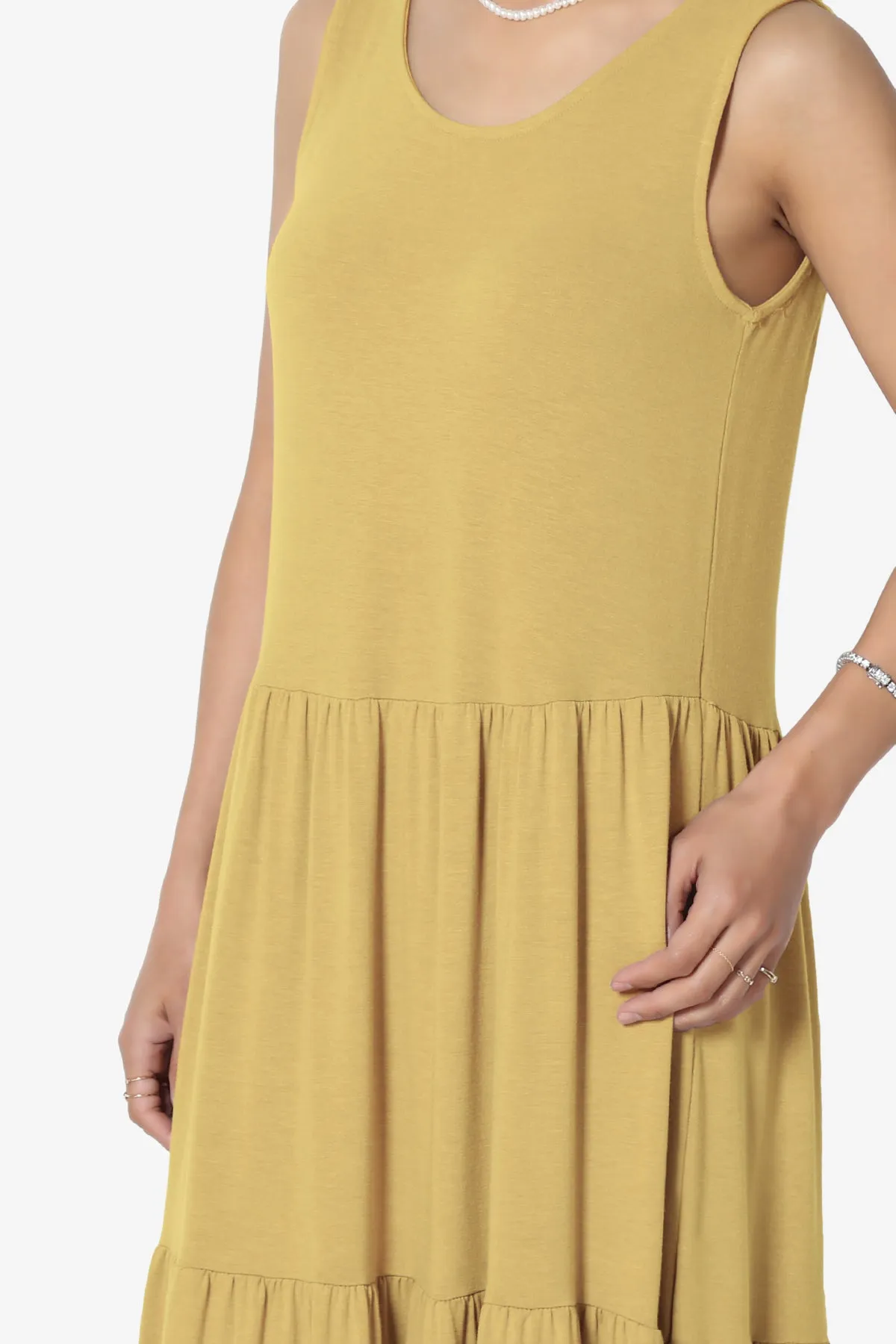 Macie Sleeveless Tiered Jersey Long Midi Dress PLUS