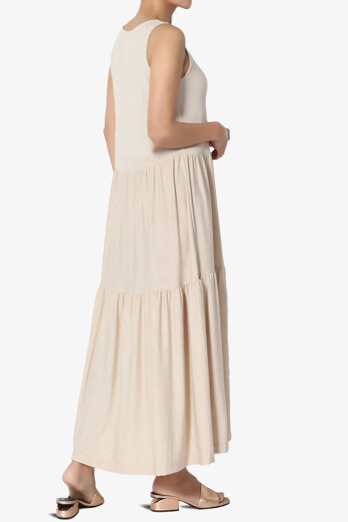 Macie Sleeveless Tiered Jersey Long Midi Dress PLUS
