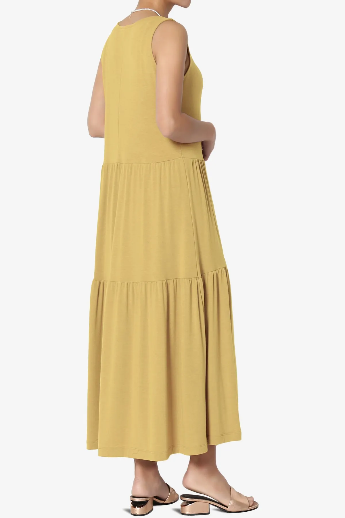 Macie Sleeveless Tiered Jersey Long Midi Dress PLUS
