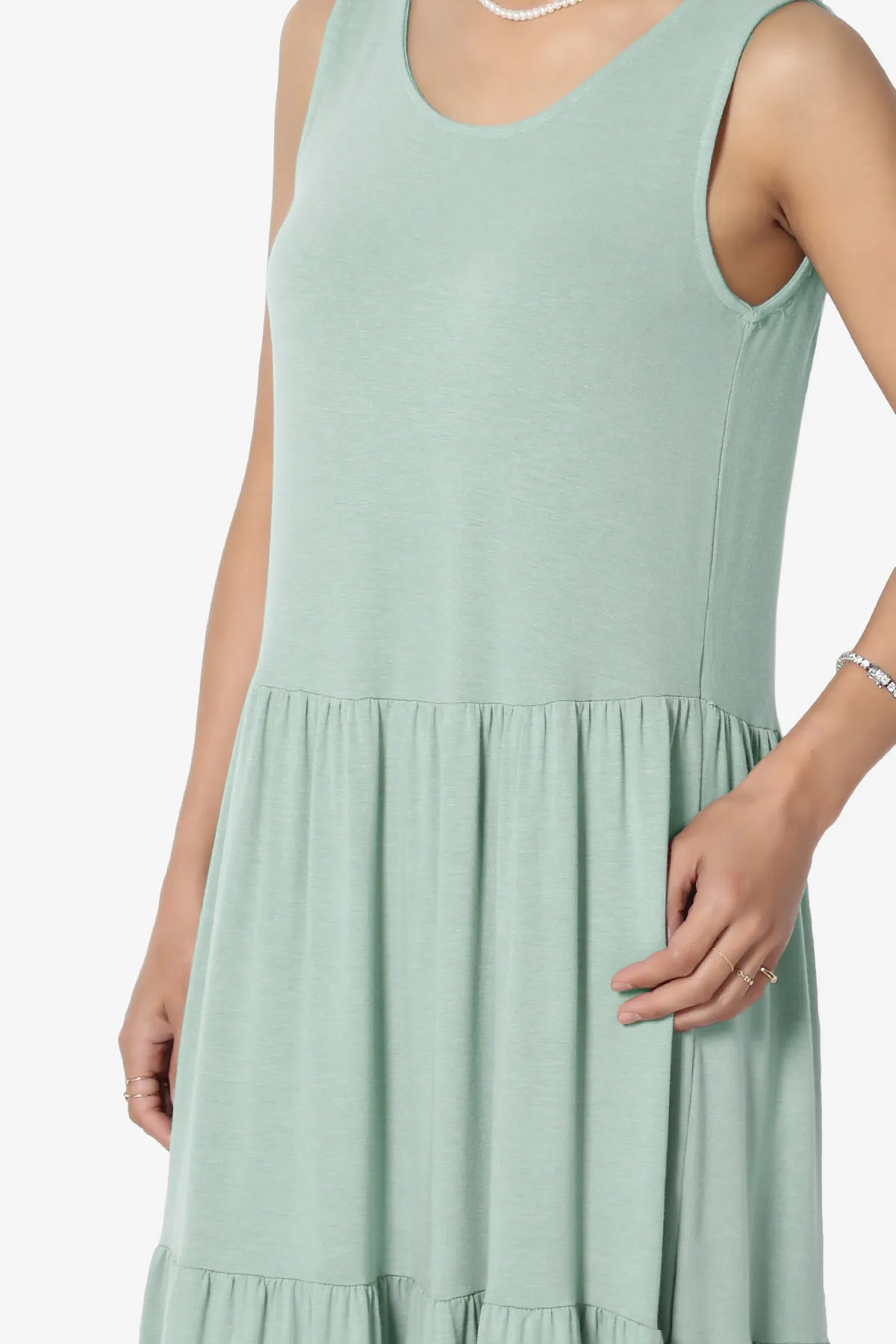 Macie Sleeveless Tiered Jersey Long Midi Dress PLUS