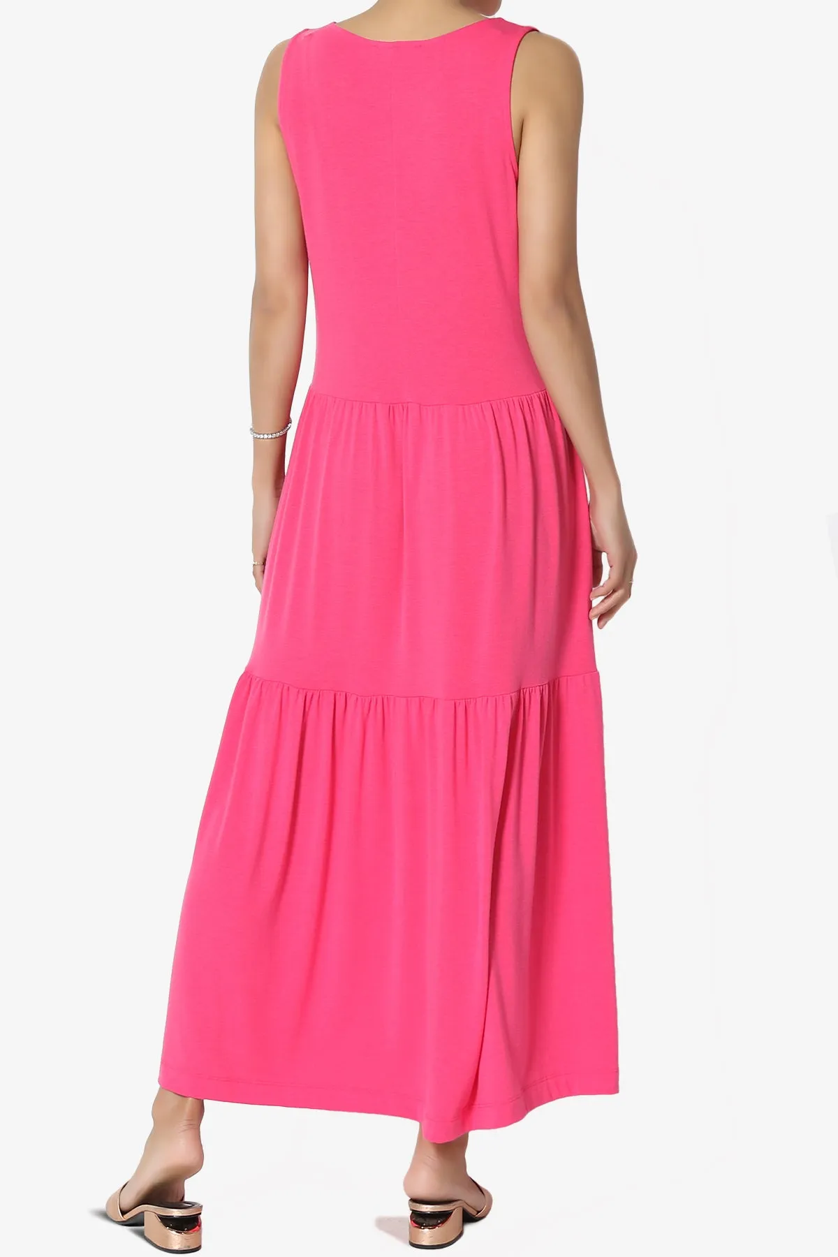Macie Sleeveless Tiered Jersey Long Midi Dress PLUS