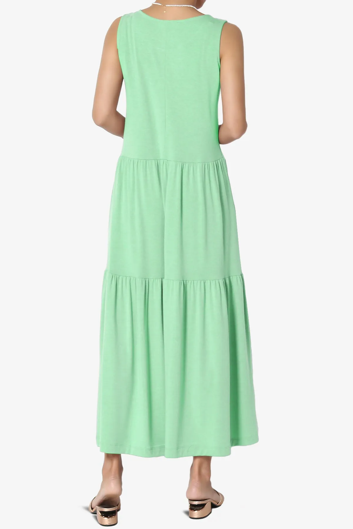 Macie Sleeveless Tiered Jersey Long Midi Dress PLUS