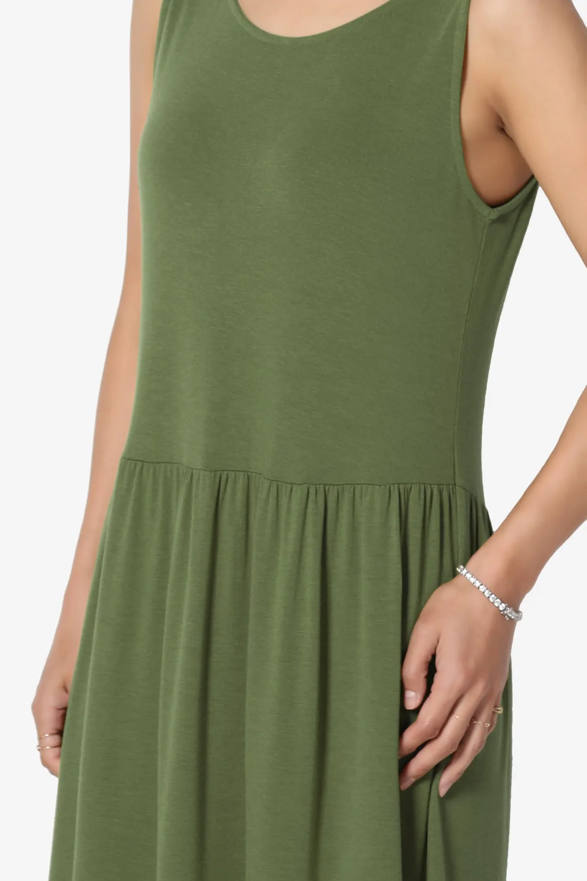 Macie Sleeveless Tiered Jersey Long Midi Dress PLUS