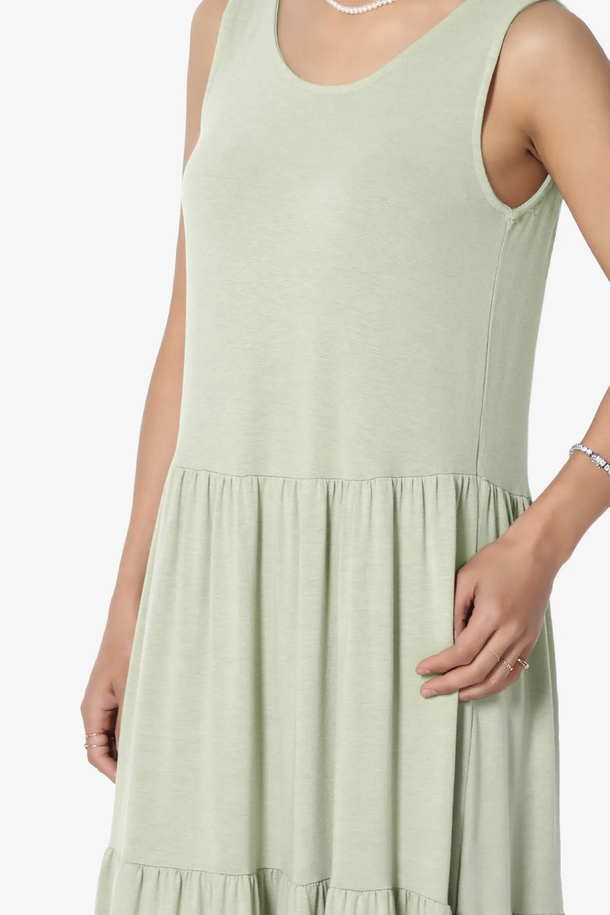 Macie Sleeveless Tiered Jersey Long Midi Dress PLUS