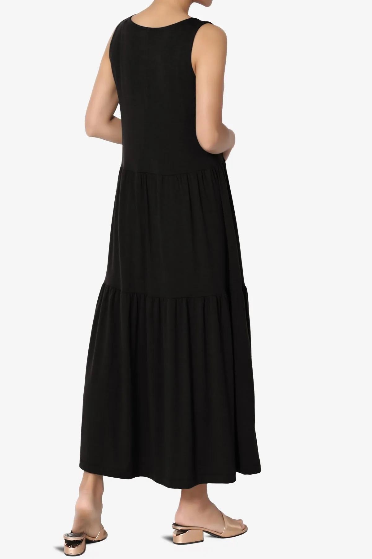 Macie Sleeveless Tiered Jersey Long Midi Dress PLUS