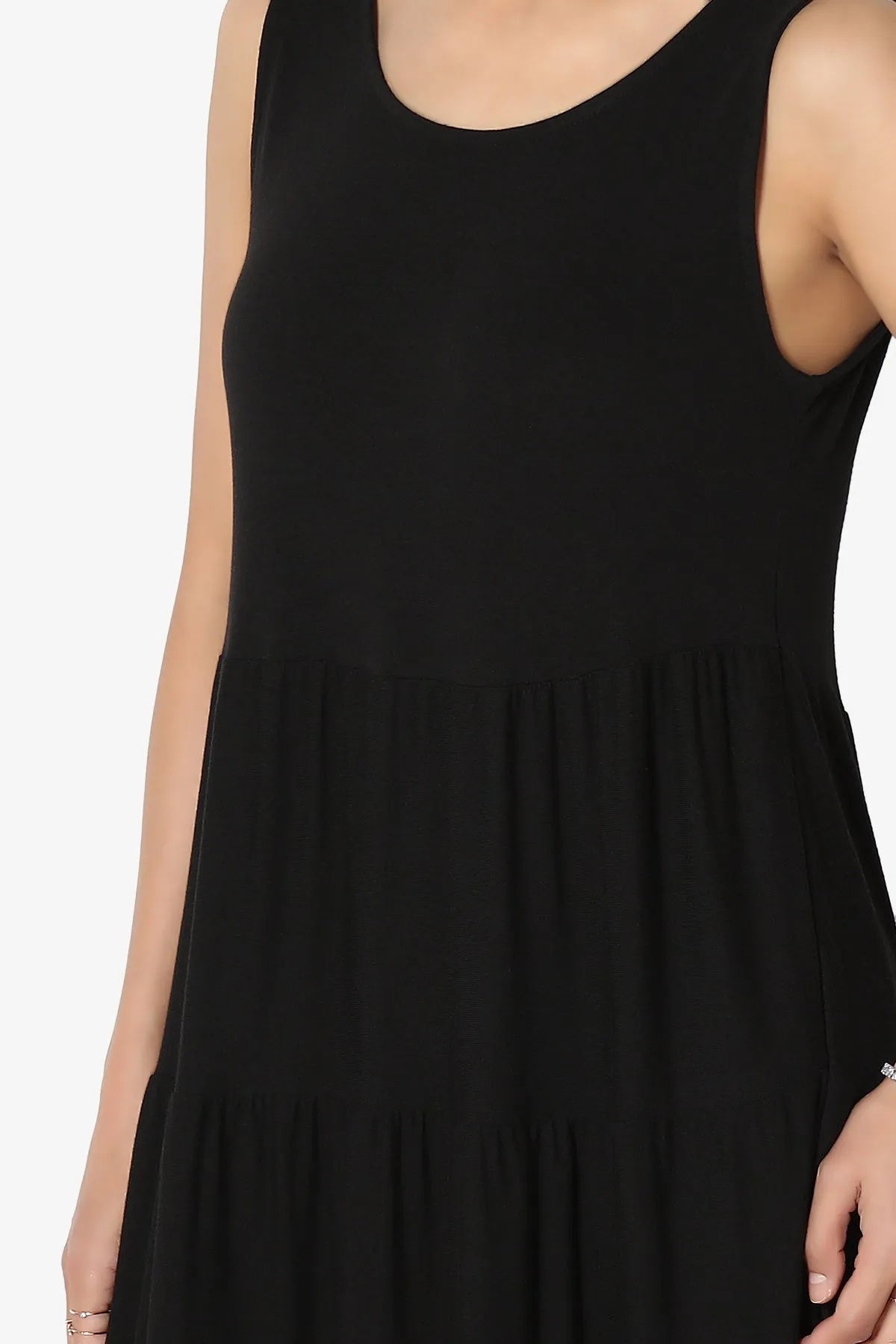 Macie Sleeveless Tiered Jersey Long Midi Dress PLUS